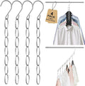 Space Saving Hangers, 4 Pack Metal Clothing Chain Hangers with 7 Holes, Closet Organizer & Cascading Hanger Organizer for Dorm, Home, RV, Wrinkle Reducing, Small Space Storage Solution
