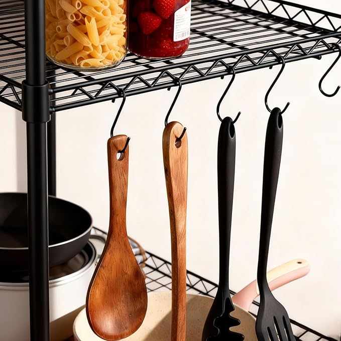 18 Pack S Hooks for Hanging, Variety Sizes 6 PCS Large 4"/ 6 PCS Medium 3"/ 6 PCS Small 2.4" Pot Hooks for Rack Hanging Pans Pots, Heavy Duty Metal S Hooks for Hanging Clothes Bags Towels Plant