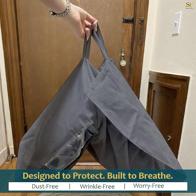 65" Garment Bags for Hanging Clothes, Pack of 3 Suit & Dress Covers for Storage and Travel, Long Gown Bags with Zipper, Dark Grey