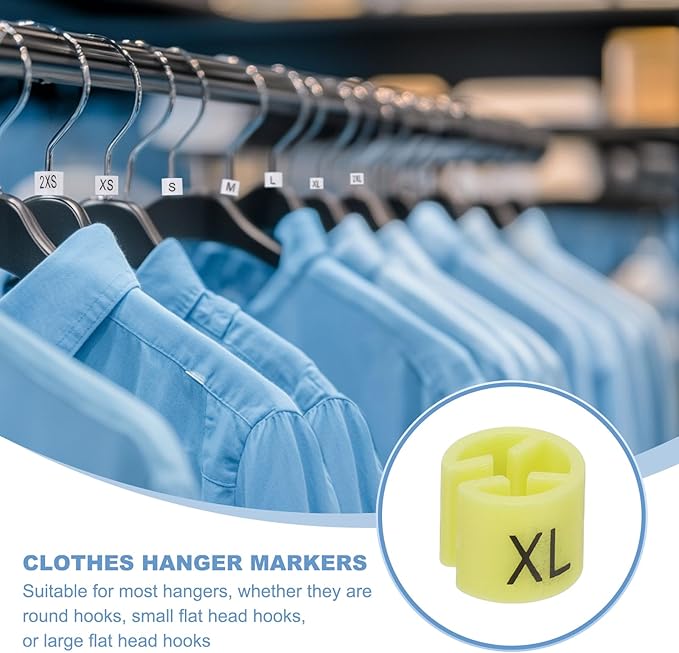 PATIKIL 300 Pcs Clothes Hanger Markers XL Fit Rod Garment Size Tag Hanger Clips Round Color Coding Label for Clothing, Yellow