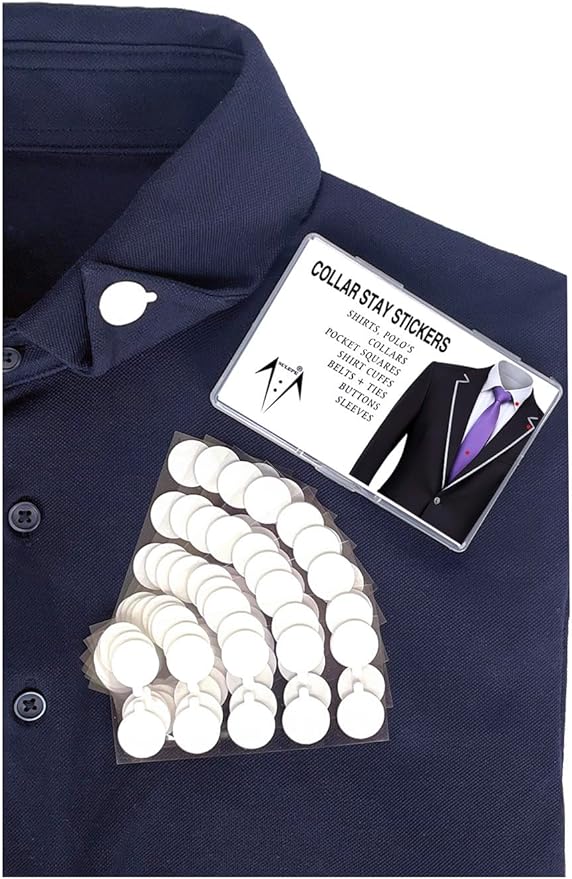 Collar Stays for Shirts & Polo’s. Fashion Hack for Plastic Collar Stay 24hr Hold, Polo Shirt Collar Fixed (120 Dots)