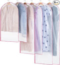 6 Pack Garment Bags for Hanging Clothes - Translucent Suit Bag for Closet Storage, Clothes Cover for Hanging Shirts, Dresses, Travel, Moving - Pink