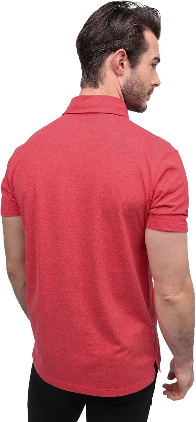 INTO THE AM Polo Shirts for Men - Slim Fit Short Sleeve Collared Shirt S - 4XL Fitted Collar Polos for Work