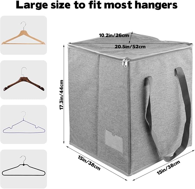 Clothes Hanger Organizer Bag-Rigid, Hanger Storage Containers with Lid, Large Hanger Holder Separate Triangle Hanger Caddy Organizer Box for Closet Tidier Laundry Rooms Wardrobe Drying Rack