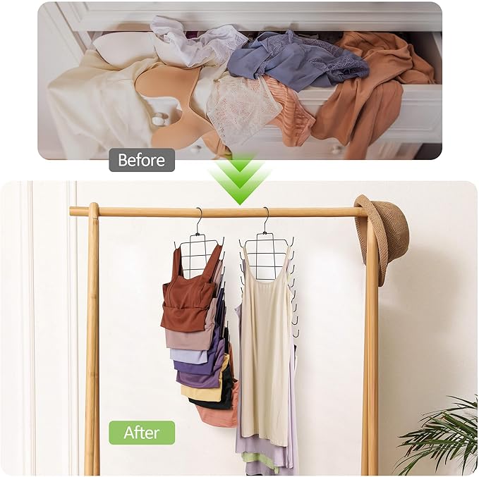 4 Pack Bra and Tank Top Hanger for Closet, Sturdy Metal Space Saving Sport Bra Holder, Closet Organizers and Storage, Black