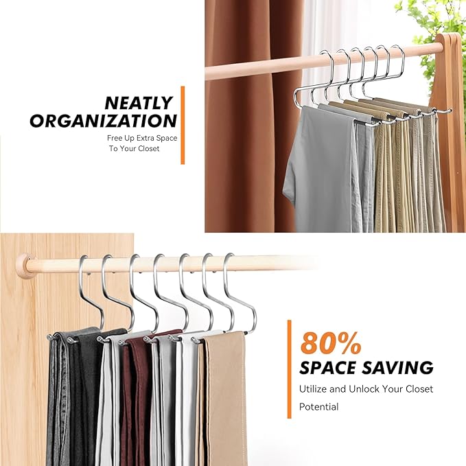 Pants Hangers Non Slip - 30 Pack Open Ended Hangers for Pants, Metal Jean Rack for Closet Women and Men, Space Saving Design for Slacks Trouser Blanket, Organization and Storage