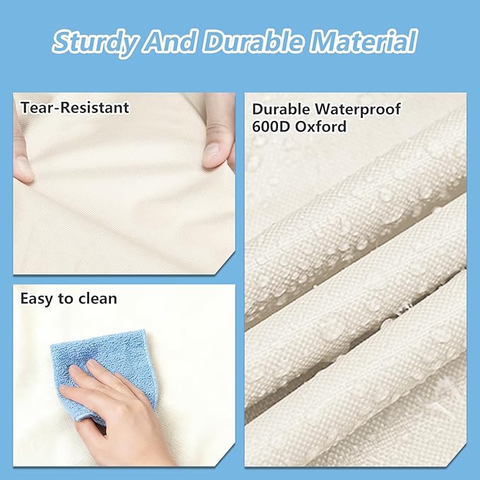 Rileytee Garment Rack Cover,600D Heavy Duty Waterproof Clothing Rack Cover,Clothes Rack Cover with Zipper for Metal Garment Rack(White,47.2"W x 17.7"D x 80.7"H,Cover Only）