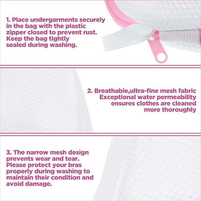 2 PCS Bra Bag for Washing Machine, Bra Washing Bags for Laundry, Bras Bags for Laundry with Zipper for Delicates Underwear Brassiere