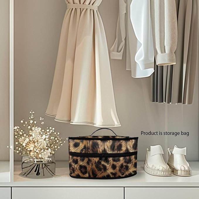 Leopard Print Clothes Iron Storage Case Fits for Accessories Travel Irons Handheld Decorative Iron Storage Bag with Smooth Zipper