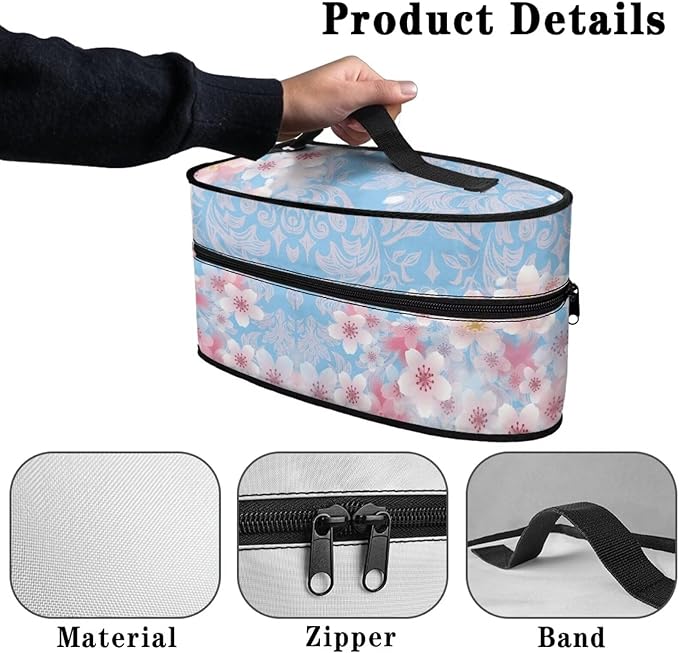 Cherry Blossom Iron Portable Storage Bag Fits for Accessories Travel Irons Easy to Clean Colorful Steam Iron Storage Bag with Smooth Zipper