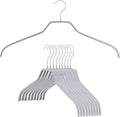 MAWA Reston Lloyd Silhouette Series Non-Slip Space Saving Clothes Hanger for Shirts and Dresses, Style 41/F, Set of 10, Silver, Pack of 10, 10 Piece (12148)