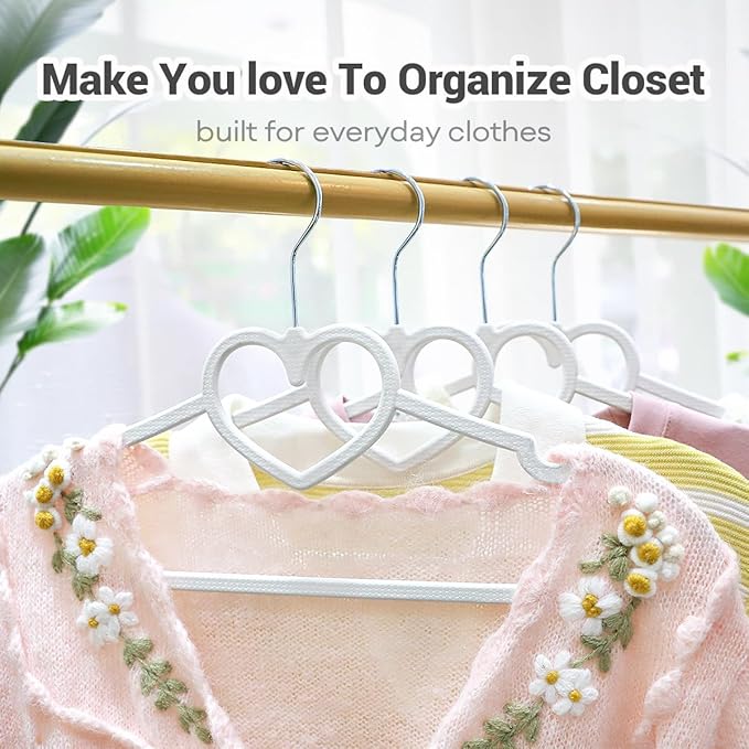 Plastic Hangers 50 Pack, Cute Clothes Hanger Ultra Thin Space Saving with 360 Degree Swivel Hook &Travel Clothesline -Strong Adult for Dress,Shirt,Coats