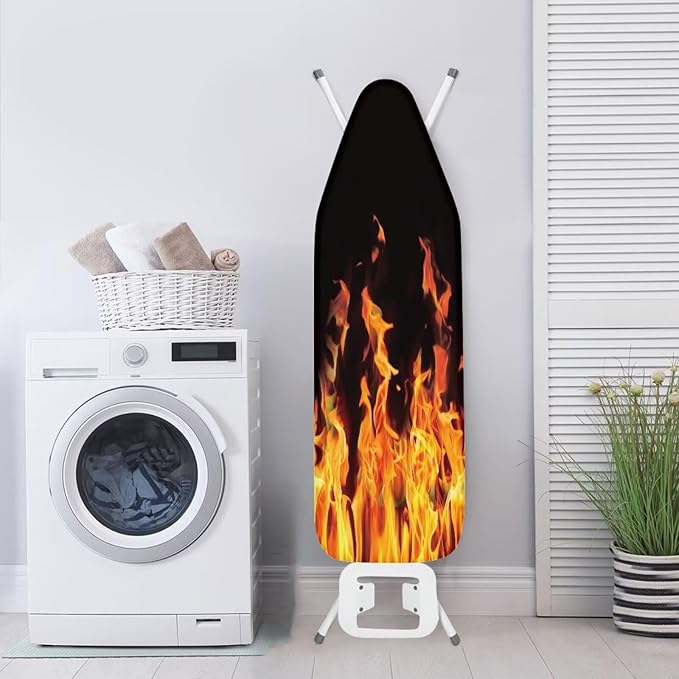 SEANATIVE Flame Print Flower Ironing Board Cover 15 x 54 inch, Elastic Edge Scorch Resistant Ironing Board Cover and Pad Protective Cloth