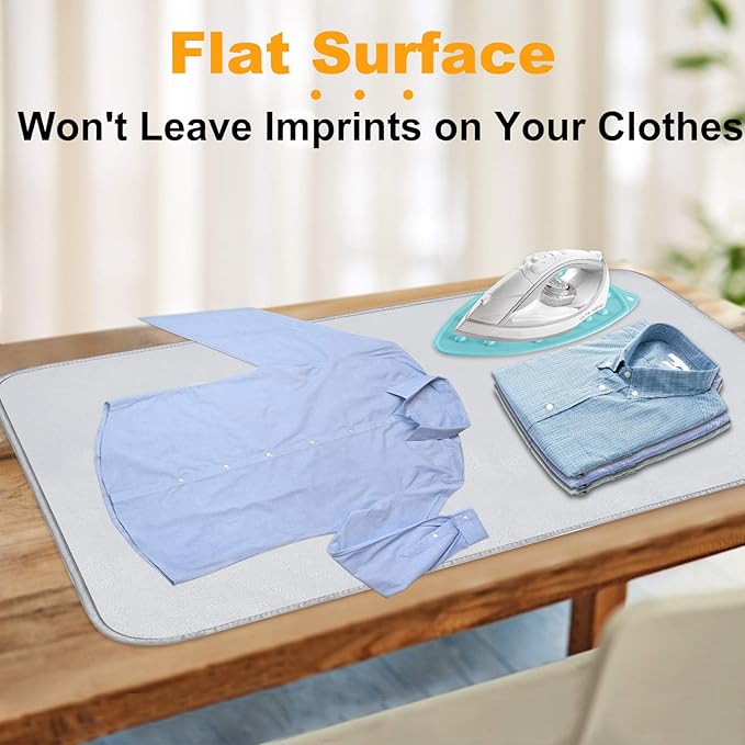 Ironing Mat for Table Top with Iron Rest Pad,Portable Travel Ironing Blanket,Foldable Thickened Heat Resistant Ironing Pad Cover for Dryer Countertop