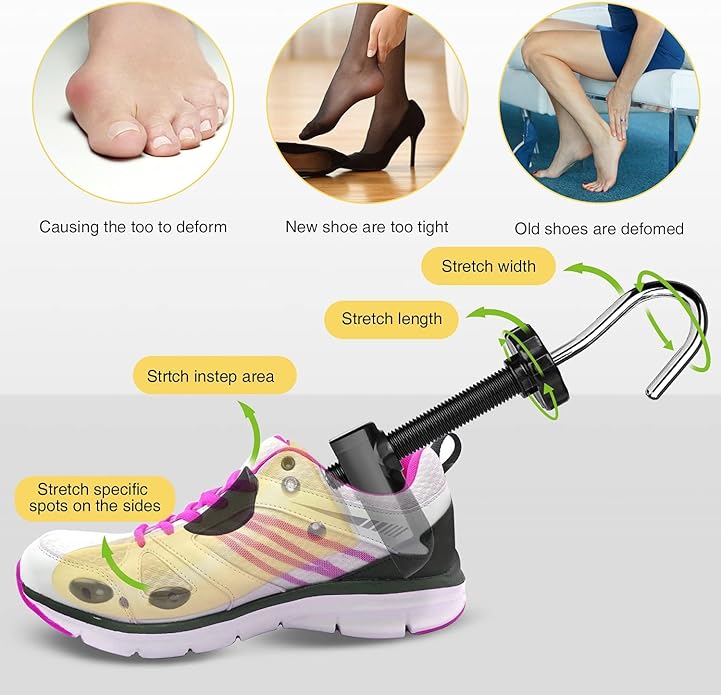 JJDPARTS Shoe Stretcher, Pair 4-Way Shoe Expander Widener Shoe Tree Extender for Women Men