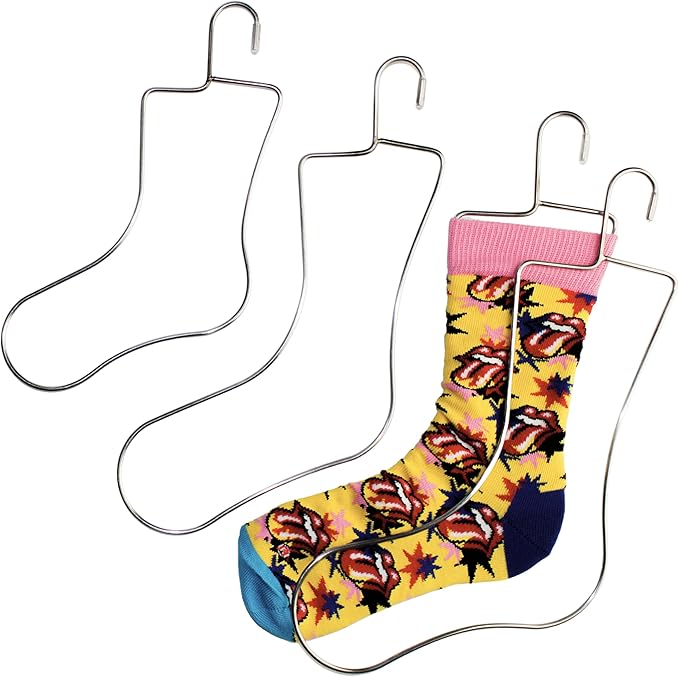 SILLY MONKEY Junior Kids Size Sock Blockers and Laundry Drying Hanger Rack Stainless Steel, Complete with 3 Pairs of Small Medium Large Sock Blockers for Fast Drying and Displaying Hand Knitted Socks