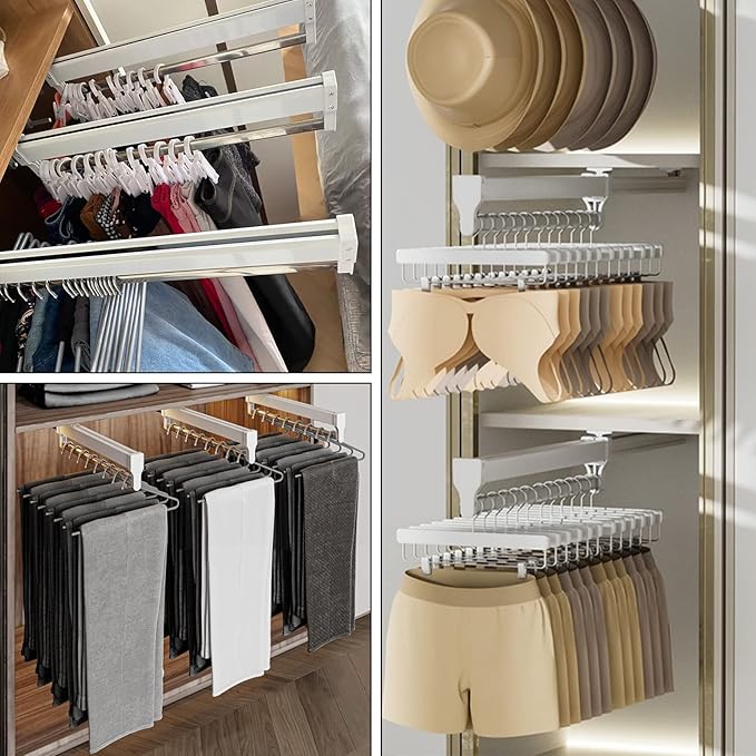 Pull-Out Clothes Hanger, Closet Rod Organizer Rack - White, 30cm (11.81in)