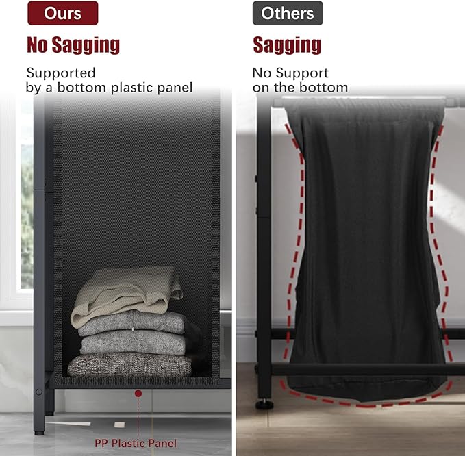 Laundry Hamper, double Laundry Basket, Laundry Sorter with Top Shelf & 2 Removable Washable Bags & Side Pockets for Laundry Room organization, Bathroom and Dorm, Rustic Brown and Black
