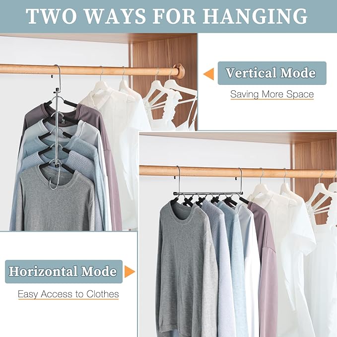 Clothes Hangers Space Saving Shirt Organizer, Non Slip Multi Shirt Hangers for Closet with Foam Padded Closet Organizers and Storage for Sweater Hoodie Blouse Coat Dress Short Black 2 Pack