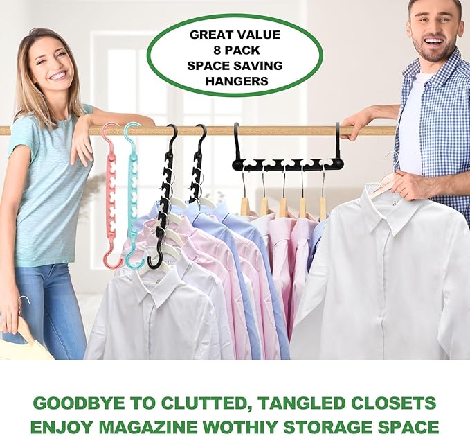 8-Pack-Closet-Organizers-and-Storage,Sturdy Organization-and-Storage-Hangers-Space-Saving for Wardrobe,Dorm-Room-Essentials for College Students Girls Smart Clothes Hanger Apartment Essentials