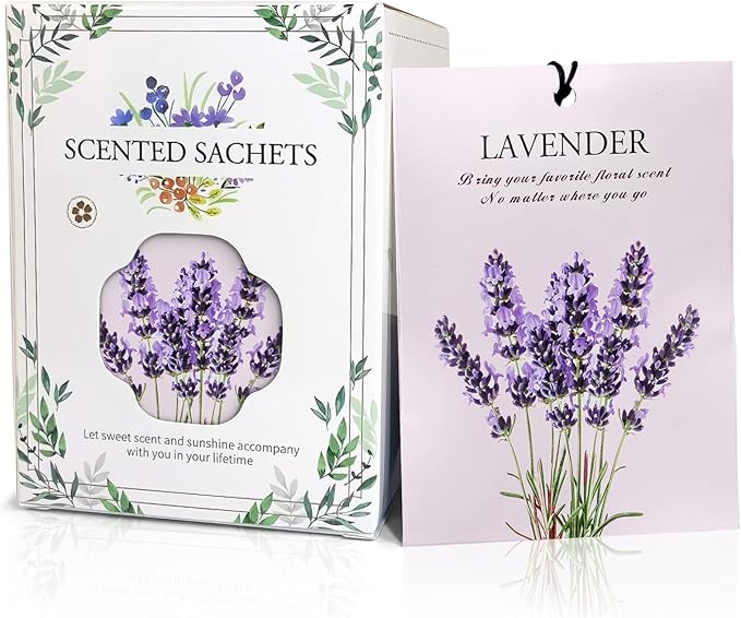 Lavender Scented Sachet Bags - 12 Pack Closet & Drawer Freshener, Long Lasting Odor Eliminator for Wardrobes, Cars & Storage, Home Fragrance Air Freshener Sachets