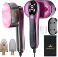 Travel Steamer for Clothes with Ironing Gloves, All-Fabric Wrinkle Removal 4 Adjustable Modes, 10s fast Heat Up, Large Ceramic Heat Panel, 100ml water tank, 2in1 Steamer Iron1200W (110-120V) (PINK)