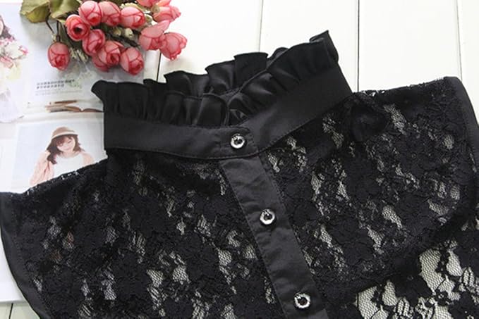 YAKEF Lady Half-Shirt Blouse Detachable Lace Chiffon Fake Collars Dicky Collar Faux Collar