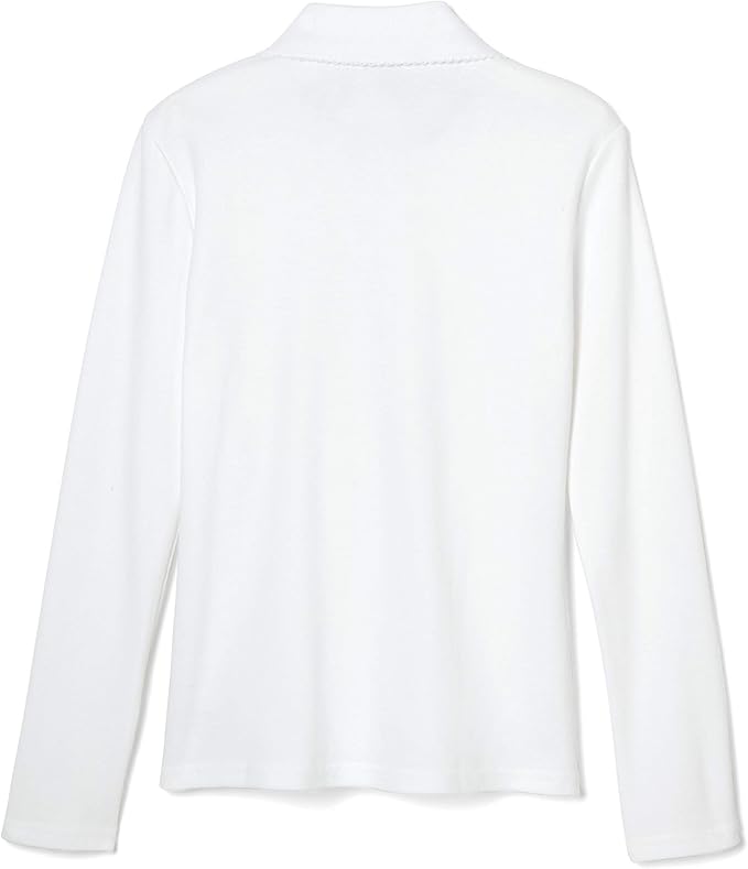 French Toast Girls' Picot Collar Polo Shirt with Long Sleeves (Kids Standard & Plus Size)