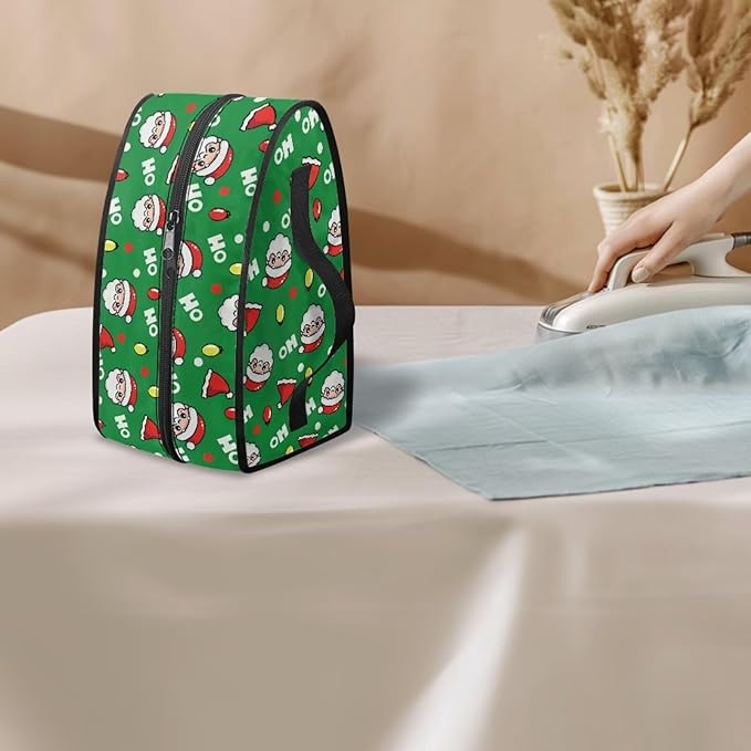 Christmas Steam Iron Storage Case Compatible with Most Iron Lightweight Easy to Clean Iron Portable Storage Bag for Travel or Storage, Santa Claus Hat HOHOHO