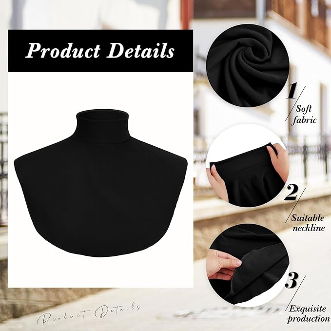 Turtleneck Dickey Extra Large Fake Collar Detachable Dickey Collar Half Mock Turtleneck for Men Women