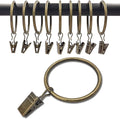 40 Pack Bronze Curtain Rings with Clips, Curtain Hooks Hangers Clip Rings for Hanging Drapes Bows Hat, Drapery Rings 1.77 in I D, Fits up to 1.5 in Diameter Curtain Rod.