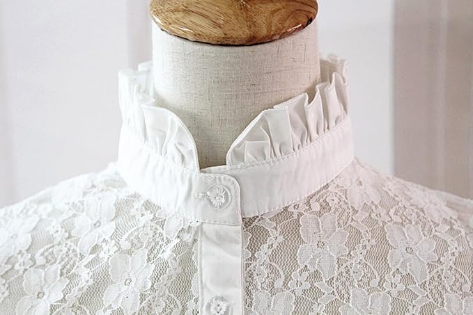 YAKEF Lady Half-Shirt Blouse Detachable Lace Chiffon Fake Collars Dicky Collar Faux Collar