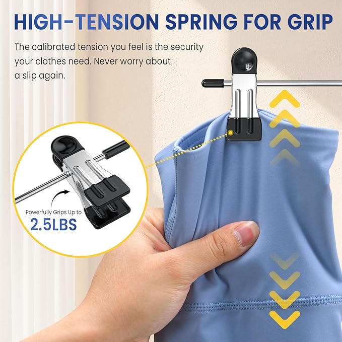 DAMITA Skirt Pants Hangers with Clips Space Saving Hanging Closet Organizer 6 Tiers Hanger with 360° Swivel Hook, Finger-Safe Design- College Dorm Room Apartment Essentials 3-Pack