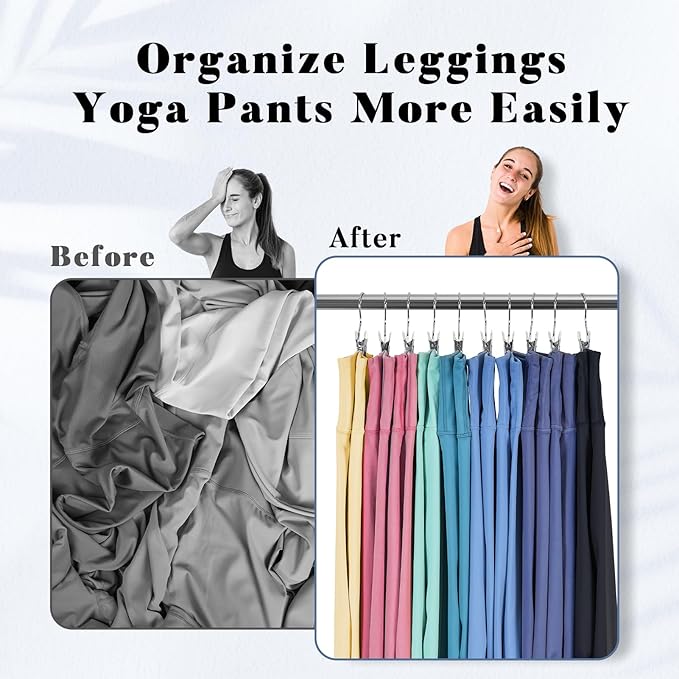 HOUSE DAY Legging and Yoga Pants Hangers with Clips 40 Pack, Closet Organizer Clips, Space Saving Hanging Clips for Hat, Bag, and Home Storage - Ivory