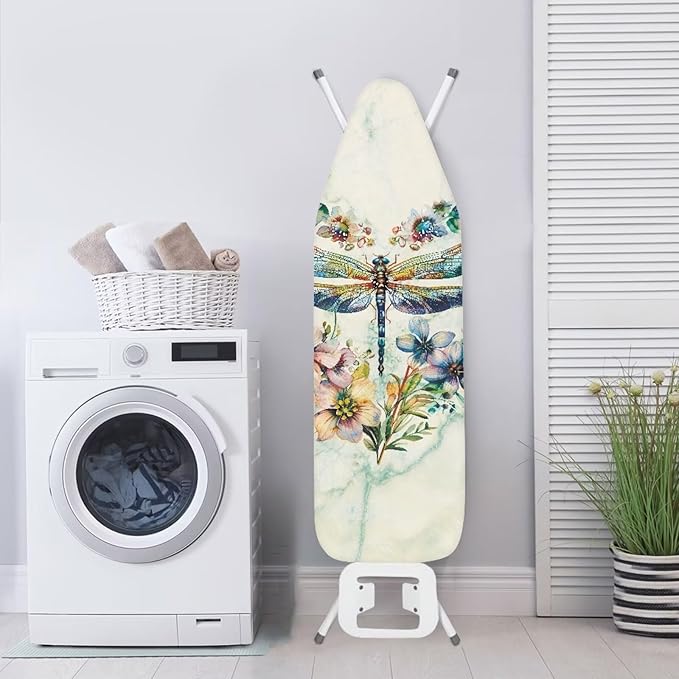 Dragonfly Ironing Board Cover Standard Size 15 x 54 Stain Resistant Fasteners Elastic Edge Ironing Cover Washable