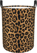 Leopard Cheetah Round Laundry Hamper Wildlife Fur Print Storage Basket Toys Clothes Organizer Bin For Home Bathroom Bedroom Dorm Nursery, 38l