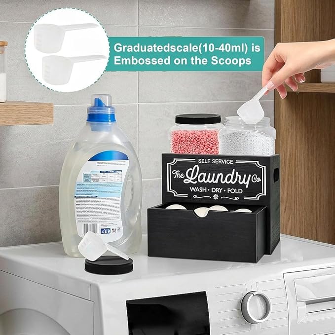 Dryer Sheet Holder for Laundry Room Organization, Laundry Pods Container for Laundry Detergent, Drying Ball and Laundry Detergent Dispenser, Laundry Room Decor