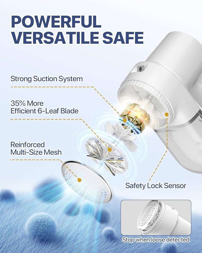 Lint Remover Rechargeable Fabric Shaver : 3-Speeds Sweater Shaver with LED Display & LED Light,3 Extra Blades, Type-C Cable, Lint Remover for Clothes & Furniture,Valentines Day Gifts for Her