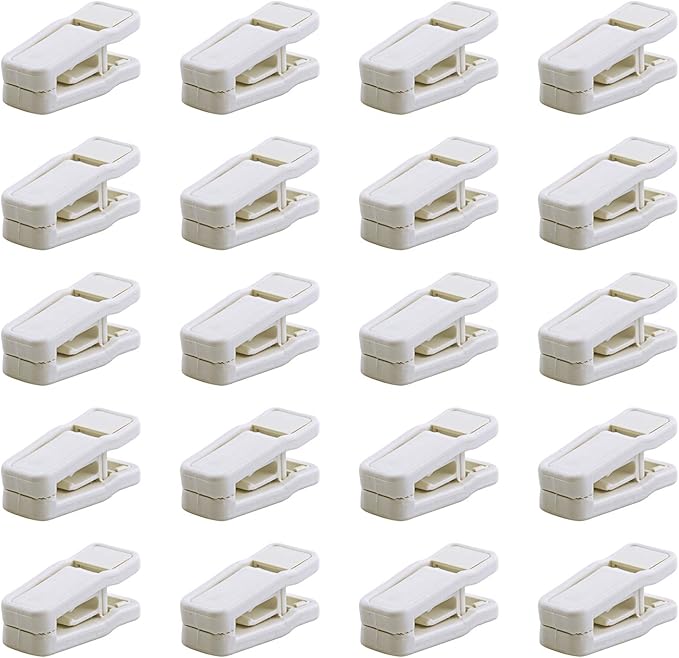 ONE250 Premium Heavy Duty ABS Plastic Slim-line Hanger Set of Finger Clips for Velvet Hangers - 20 Pack (White)
