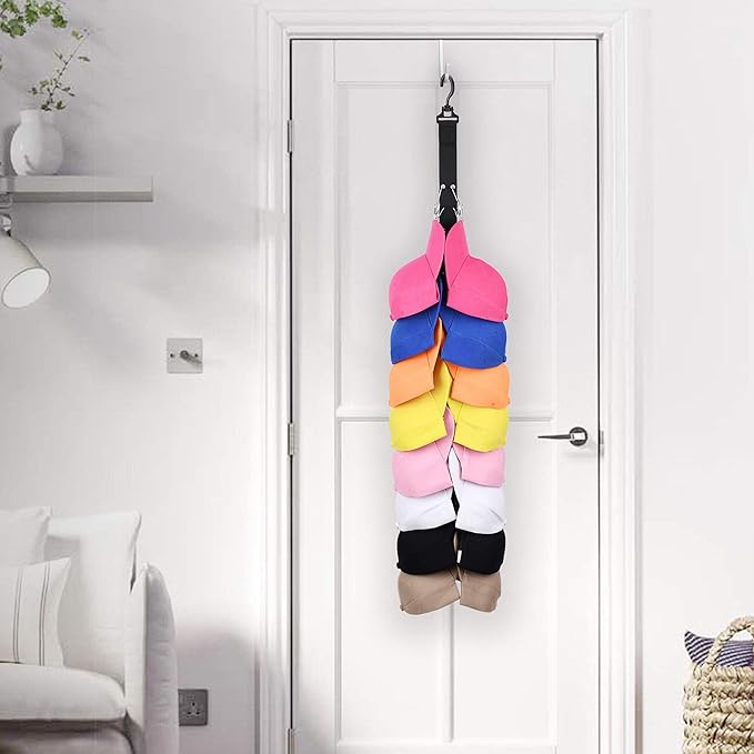 Closet Hanging Cap Organizer, 16 Baseball Cap Rack, Closet Hook Cap Holder Hat Storage Organizer - Keep Hats Cleaner Than a Hat Rack (1 Pack)