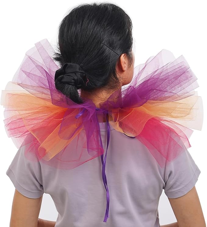 BLESSUME Victorian Retro Mesh Neck Ruff Ruffle Collar Layered Clown Neck Collar