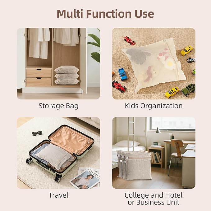 100% Cotton Mesh Laundry Bags, Premium Soft, No Dye, Natual,Set of 3(XXL)