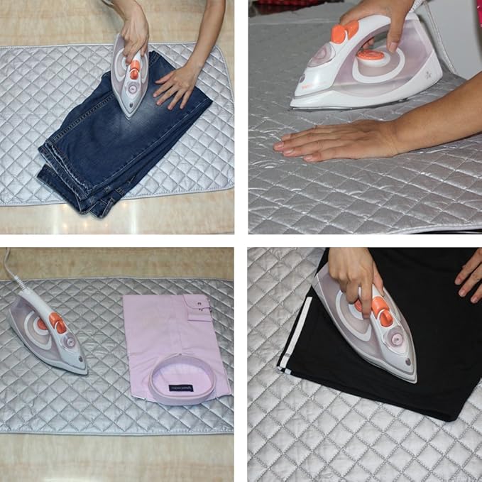 Kaxich Foldable Magnetic Ironing Mat Washer Dryer Heat-Resistant Ironing Pad Blanket Thick Portable Ironing Board Cover for Table, Travel and Flat Surface 33"X 19"