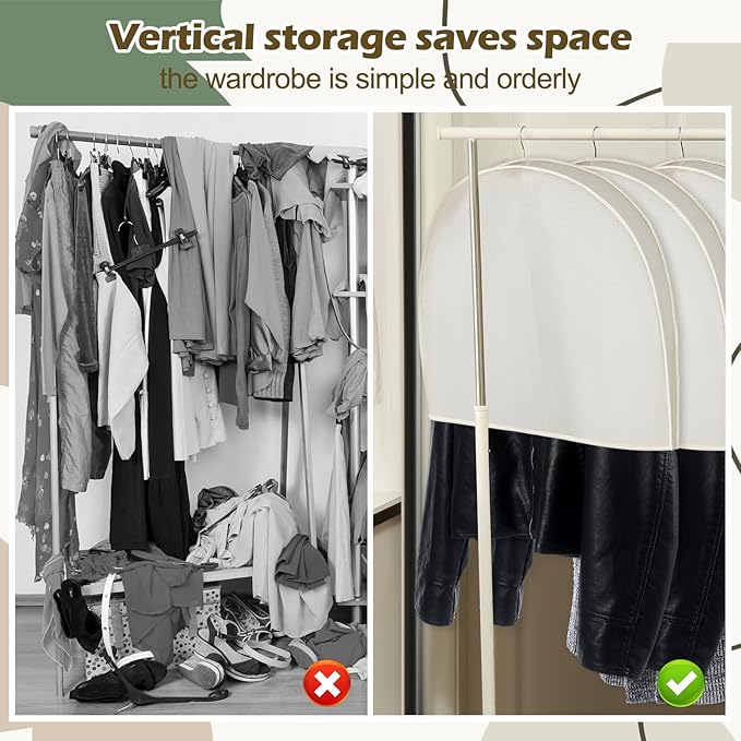 2 Pack Acid-free Muslin White Shoulder Protectors Clothes Hanger Covers Closet Storage Shoulder Covers for Clothes Closet Storage