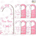 Baby Closet Dividers 8PCS, Pink Shell & Bows Themed Wooden Double-Sided Clothes Size Hanger/Organizer from Newborn to Toddler for Nursery Decor Baby Shower Birthday Party Gift