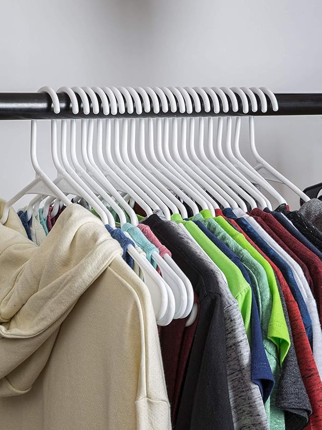 Standard Plastic Hangers, Everyday Tubular Clothes Hangers, Hanger (30 Pack)
