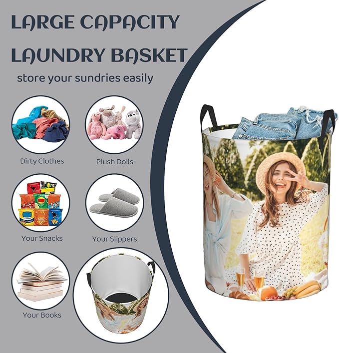 Custom Laundry Hamper, Customizable Laundry Hampers, Personalized laundry basket, custom design photo laundry hamper for Bedroom Bathroom Barbershop Living Room