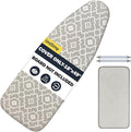 Ironing Board Cover and Pad 18"x49" Extra Thick Natural Cotton, Scorch and Stain Resistant Iron Board Cover, Wide Ironing Board Cover with Fasteners Heavy Duty Heatproof Elastic Edge Geometric