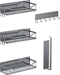 Multifunctional Magnetic Shelf for Washing Machine, Refrigerator, Microwave, and Any Metal Surface, Powerful Magnetic Shelves Include Magnetic Paper Towel Holder, Unique Hollow Design (5 pcs - Grey)