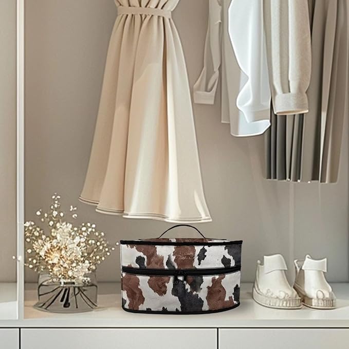 Cow Print Travel Iron Storage Box Stylish Portable Protective Carrying Bag Full Size Iron Tote Bag Reusable Steamer Storage Bags Home Decoration